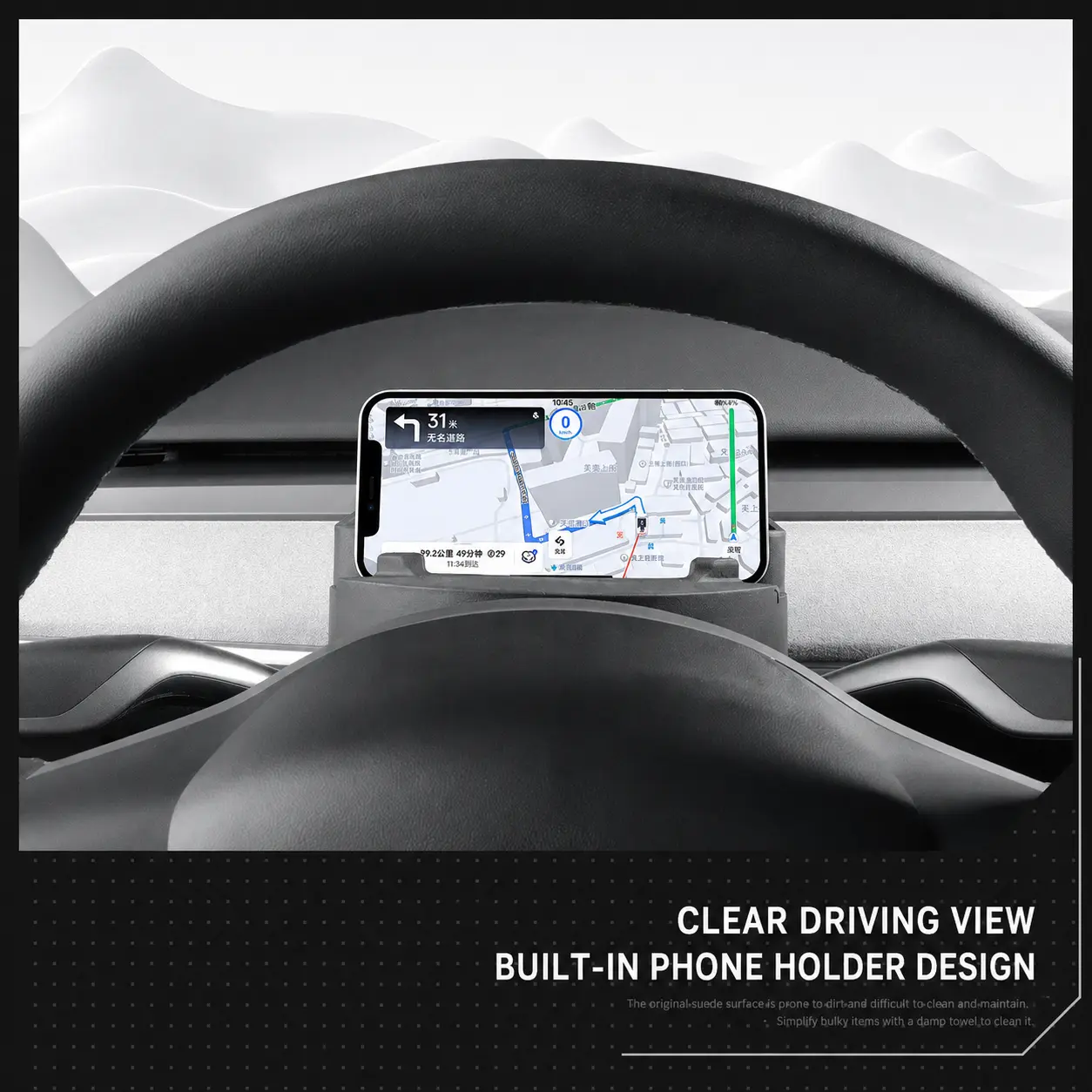 Hidden Dashboard Storage Box for Tesla Model 3 & Model Y - Durable Car Interior Upgrade with Hidden Storage Design, Steering Wheel Organizer Tray, Built-in Phone Holder, OEM-Style Design, Easy Installation, Keeps Interior Clean