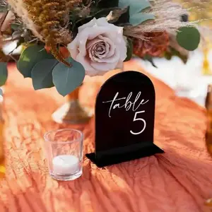 Acrylic Wedding Table Number Set, Arched Digital Stand for Parties and Restaurants, Christmas Event Table D