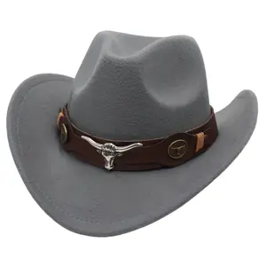 Western cowboy hat with cow head accessory