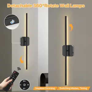 FLOWGO Bedroom Wall Lamps & Sconces With Remote Control, Dimmable Wall Sconces Set Of Two, Led Wall Mounted Light, 10000mAh Battery Operated Wall Sconce, Rechargeable Wall Lamp, 350°Rotate, 3000K-6000K, For Bedroom, Living Room, Hallway