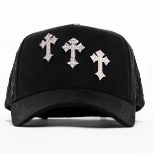 Barbas Hats Chrome III Snapback Cap – Triple Cross Embroidery Hat, Black Streetwear Adjustable Baseball Cap for Men & Women Trending USA