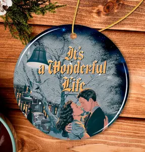 Elegant Retro Winter Night It’s a Wonderful Life Christmas Scene  Bedford Falls 1946 Ornament, Ceramic And Acrylic Christmas Ornament Decor Decoration