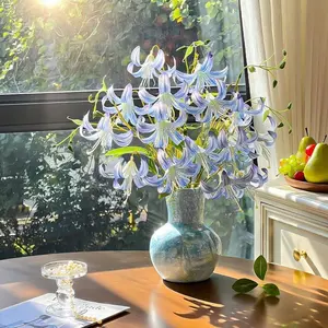 Artificial with a realistic feel, garland lilies, fake flowers for living room, home, dining table decorations, artificial flower vase arrangements, floral art