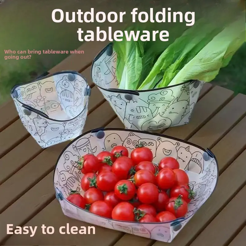 2025 New Outdoor Ultra-light Folding Tableware Portable Bowl Plate Camping Travel Funnel Cup Multi-purpose Combination Tableware Set