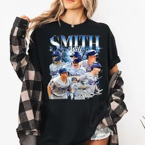 Will Smith Dodgers T-Shirt Short Sleeve Crew Neck T-Shir, Fitted, Pull On, Casual, Unisex Cotton T-Shirt, Menswear, Womenswear 9P9