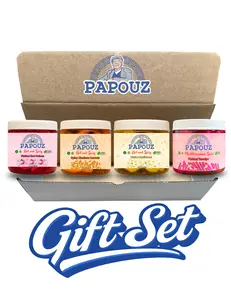Papouz 4-Pack Sampler, Sweet and Spicy Red Onions, Hot Cauliflower, Spicy Mexican Carrots, and Mediterranean Spiced Turnips