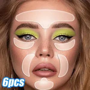 Reusable Silicone Face Patches, 6 Counts/set Forehead Patch, Chin Patch, Smooth Skin Enhance Skin Elasticity, Skin Care Tool for Women, Durable