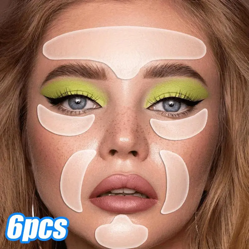 Reusable Silicone Face Patches, 6 Counts/set Forehead Patch, Chin Patch, Smooth Skin, Stretch, Enhance Skin Elasticity, Skin Care Tool for Women, Durable
