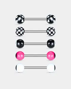 Oufer 16G 5pcs Pack Black 8 Tongue Piercing