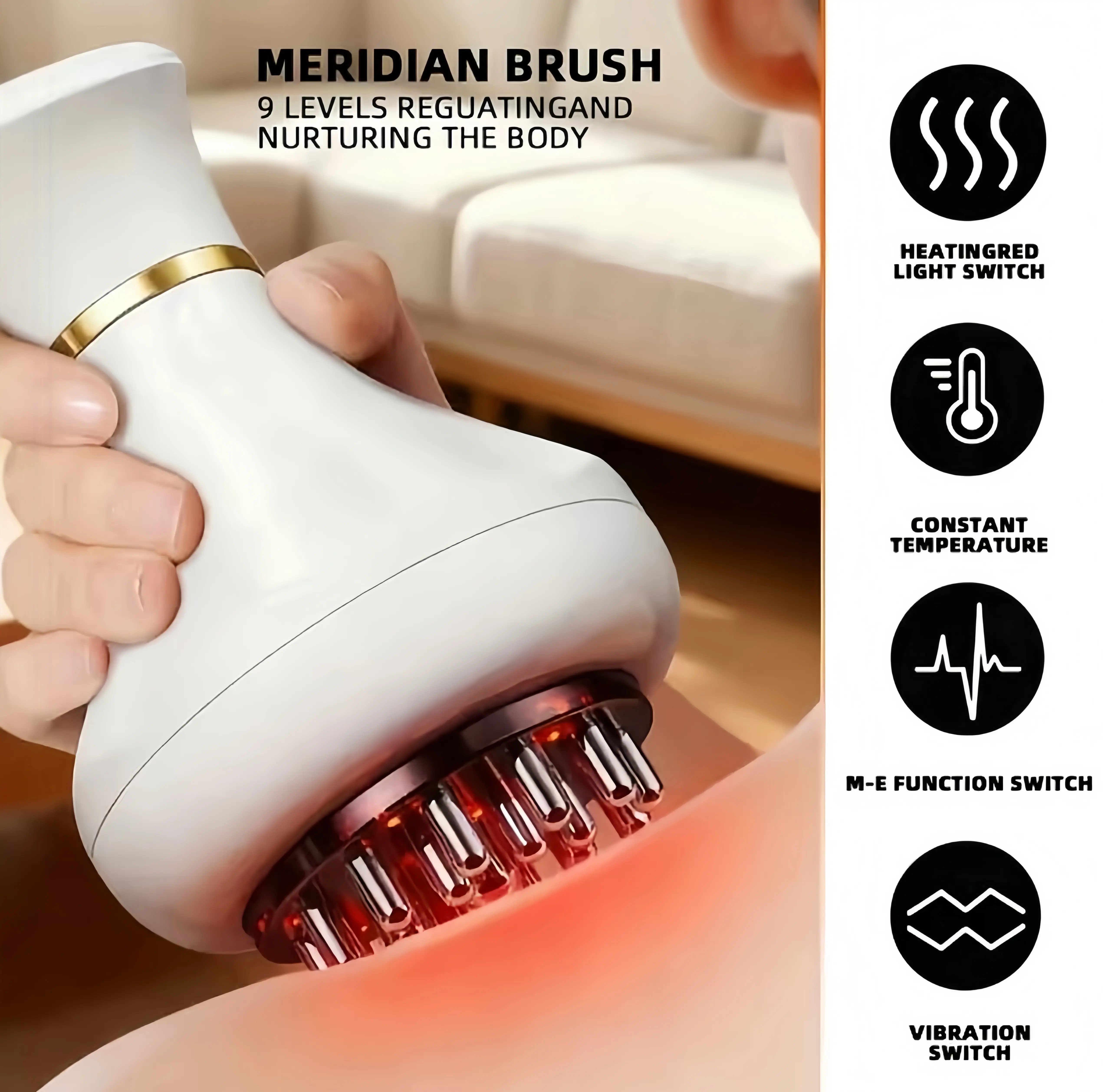 Rechargeable Handheld Meridian Brush - Portable Electric Massage Device for Full Body Relaxation, Ideal Gift for Family