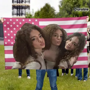 2D Door Banner, Yard Sign Banner, Kalogeras Sisters Large Pink American Flag Case for Outside 3x5ft Banner Suitable for Yard Garden Wall Decor or Christmas Gift Merch - Durable Polyester fall outdoor flags & banners Tapestry Blanket Home Decor