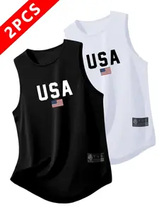 Men's Fitness Running Tank Tops, Sleeveless Sporty Design Quick-Dry Sports Casual Trendy Tanks, Moisture-Wicking Breathable Comfort, Gym Use (, Dark ), Fitness Workout Vest, Workout Clothing, Athletic Apparel