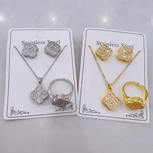 Diamond-studded necklace, earrings, and ring set for women, simple and versatile, elegant and sophisticated, niche design, light luxury style jewelry, a gift for girlfriend, wife, or mother