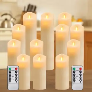 12 indoor and outdoor flameless candle lights, with 2 remote-controlled LED candles, suitable for Halloween wedding holiday lights, home decorations, gift-giving, Christmas, room decoration, Easter, bedroom decoration, and bathroom decoration