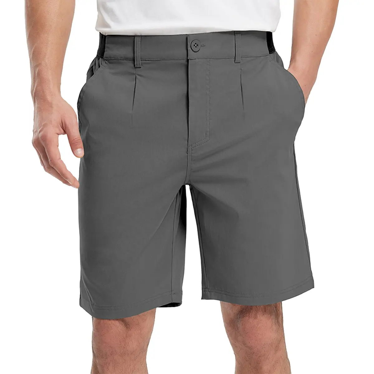 Gopune Mens Work Dress Shorts Golf Stretch Waistband Summer Pleated Casual Business Dressy Short for Men with Pockets
