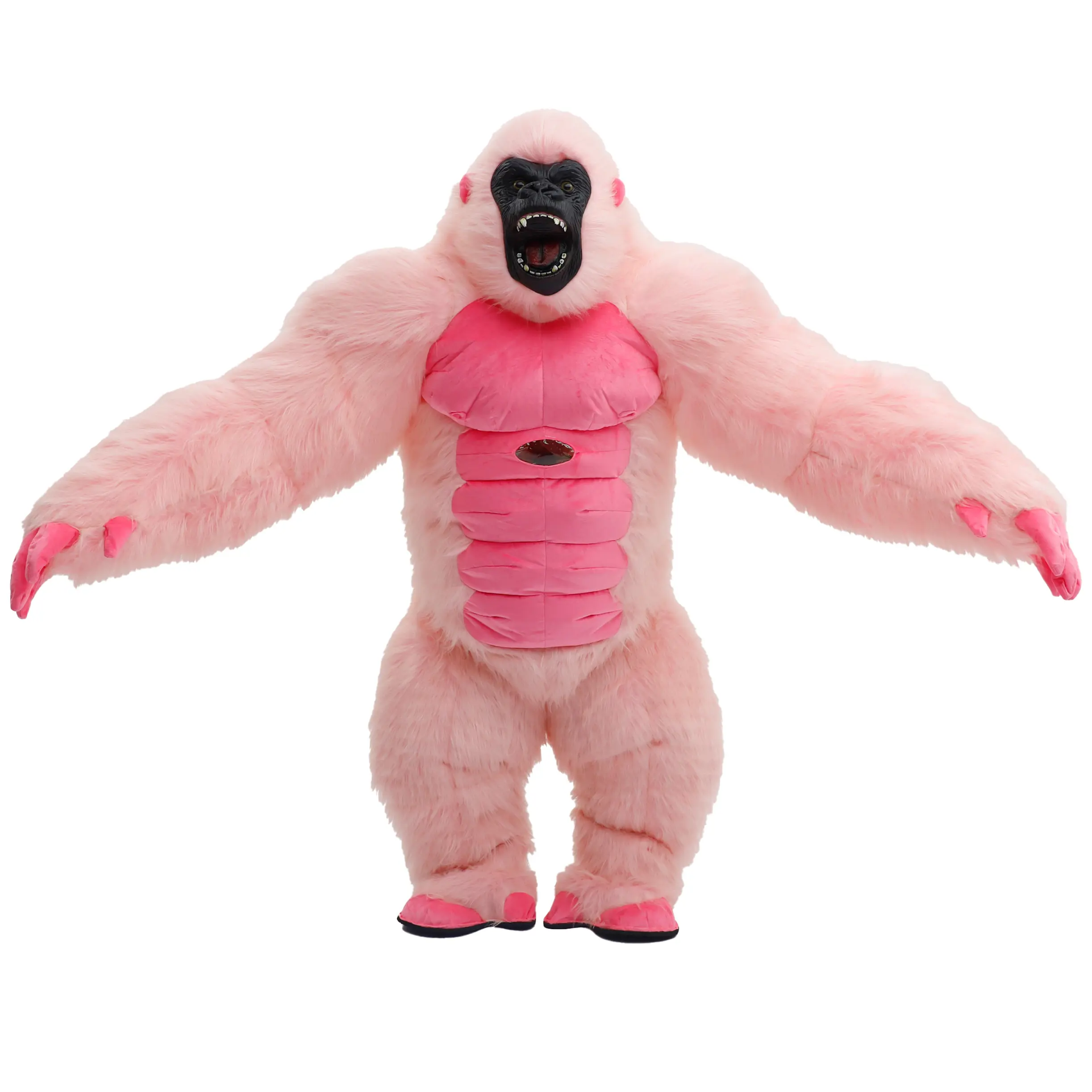 7.2 ft Adult Pink Inflatable Gorilla Costume, Cute yet Powerful, Suitable for Cosplay, Festivals, and Funny Gifts