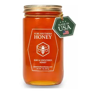 100% Authentic USA-Made Raw Unfiltered Honey, Pure Southern Honey, Non-GMO, Unheated, 1 lb Jar