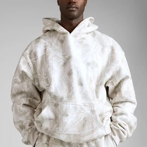 Comfort Camo Silver Birch Hoodie & Sweatpants Set, Unisex Streetwear Tracksuit for Men & Women, Soft Casual Matching Outfit, Lightweight Everyday Wear 2026