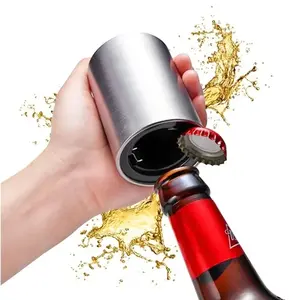 Automatic Beer Bottle Opener Stainless Steel No Bend Push Down Cap Easy Open for Beer & Soda Glass Bottles Kitchen Opener