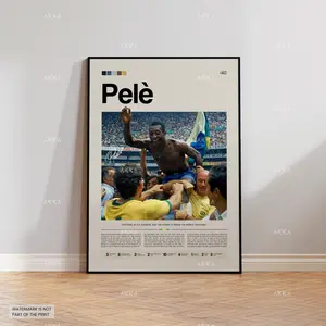 Pele Poster, Brazil National Team Wall Art, Framed Seleção Soccer Print Décor