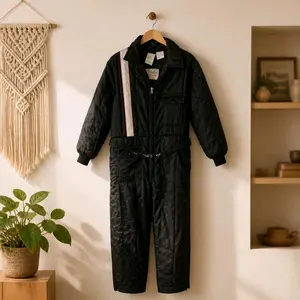 VTG 70-80s Walls Blizzard Pruf Insulated Snowsuit Black Red Womens Snowsuit M 12