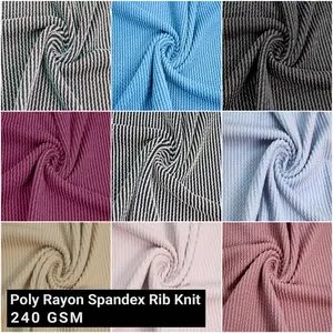 Multicolor  Ideal for Clothing, Drapery, Tops & DIY Fabric by the Yard - 240 GSM,57" Wide Poly Rayon Spandex Rib Knit -  Medium Weight, Soft & Breathable, 4-Way Stretch- SKU 832
