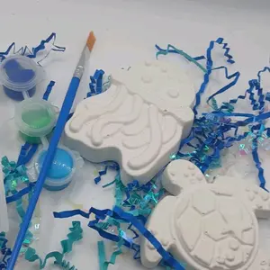 Paint your own plaster art kit, kids crafts, party favors, turtle theme