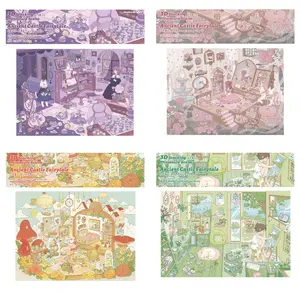 Sunny Weather Vol.13 Fairytale Castle Sticker Book - Large DIY Miniature Kit with Colorful Paper Sticker Scene, Aesthetic Scrapbook Journaling Supplies, Relaxing Craft Gift for Girls, Includes Tweezers, Colorful Paper Stickers, Sticker Scene Stickers,summ