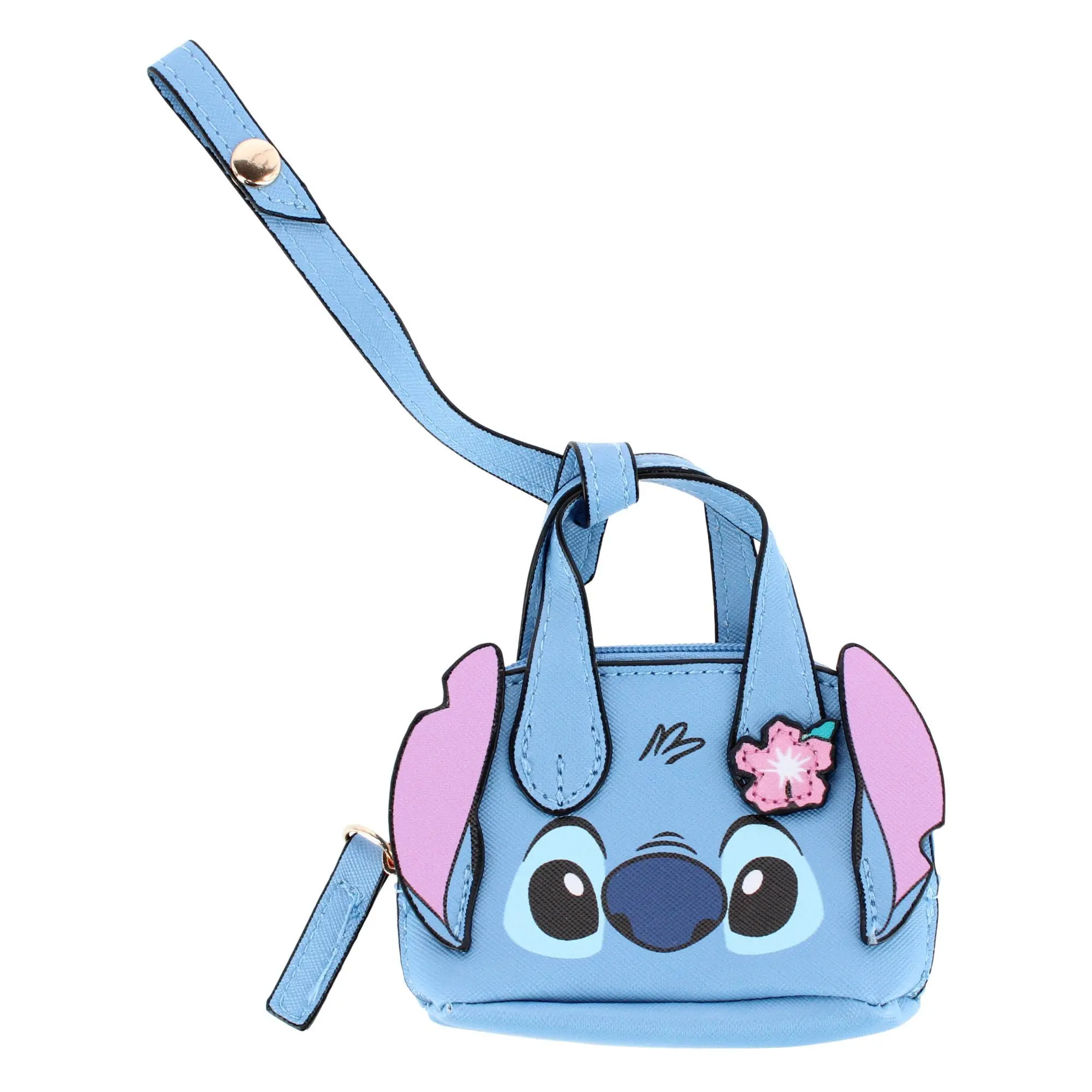 ctm Disney's Stitch 3" Cute Faux Leather Bag Charm, Collectible Micro Satchel Keychain with Zippered Pouch for Travel, Collectibles, Stitch's Face, Micro Satchel Bag Charm, 3 Inches, One Size, Mini Bag Keychain Charms & Twillies