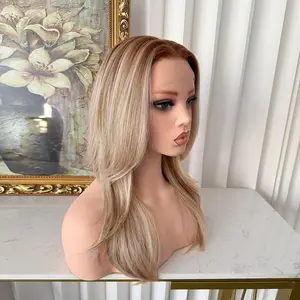 Lovestory Ceceily 13x6 Natural Straight Lace Front Wig Blonde Highlight Color Heat Resistant Synthetic Lace Wig for Women