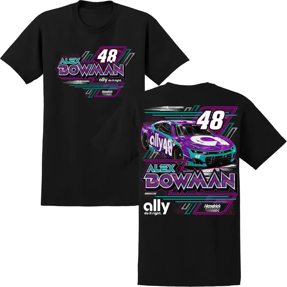 Alex Bowman No. 48 NASCAR Shirt Front and Back, Purple Ally Race Car Tee, Hendrick Motorsports T-Shirt, Driver Fan Gift