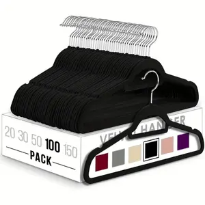 Velvet Hanger, 100pcs Non-slip Space Saving Design Hangers, Durable Hanger for Suit Shirt Coat Pants Scarf, Hanger Set