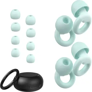 Ear Plugs for Sleeping & Noise Reduction, 2 Pairs Reusable with 8 Tips, Soft Hearing Protection for Work & Study