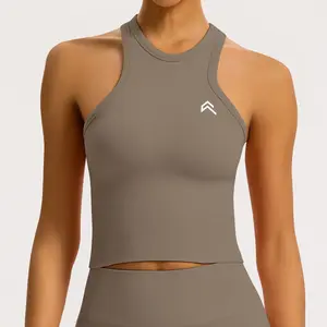 Seamless Knit Yoga Tank Top for Women, Breathable Quick Dry Sports Bra, Back Support Slim Fit Workout Tops