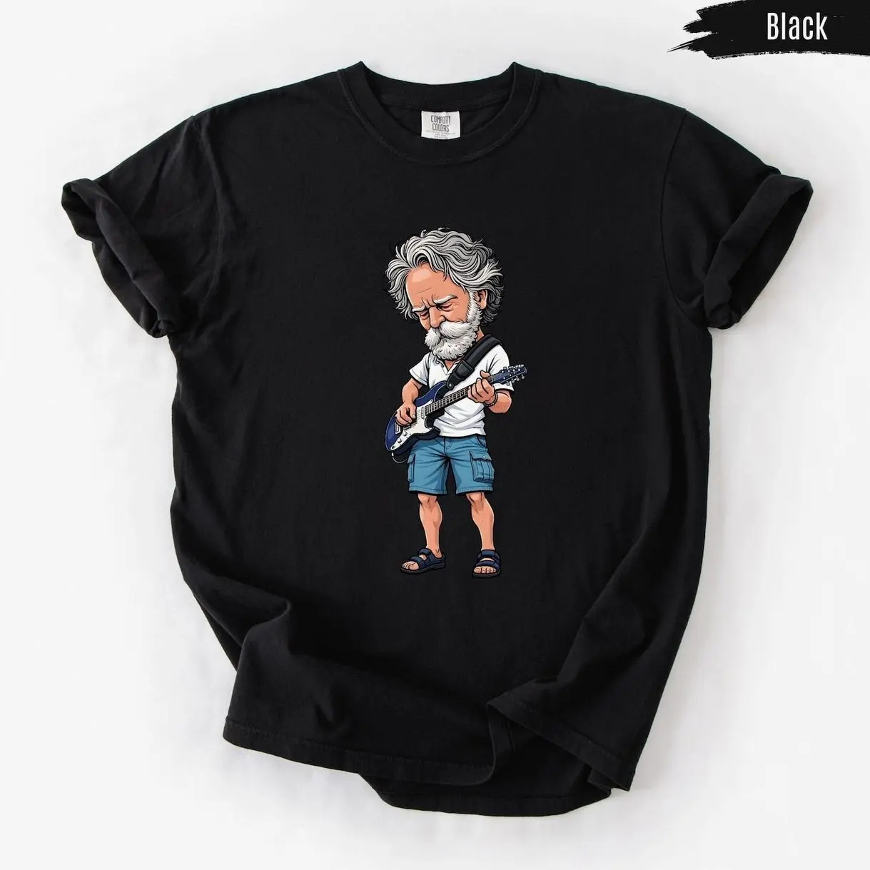 Bob Weir Guitar Illustration Shirt, Jam Band Tee, Grateful Dead Inspired Music Art Long Sleeve, Vintage Rock Fan Sweatshirt
