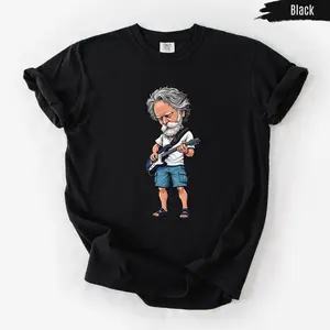 Bob Weir Guitar Illustration Shirt, Jam Band Tee, Grateful Dead Inspired Music Art Long Sleeve, Vintage Rock Fan Sweatshirt