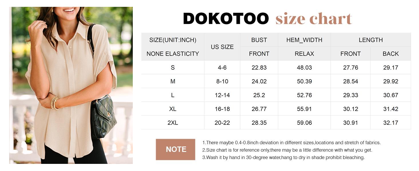 Dokotoo White Women's Tops Dressy Casual V Neck Button Down Shirts Solid Short Sleeve Blouses Oversized Fit Batwing Collared Baggy Minimalist Style