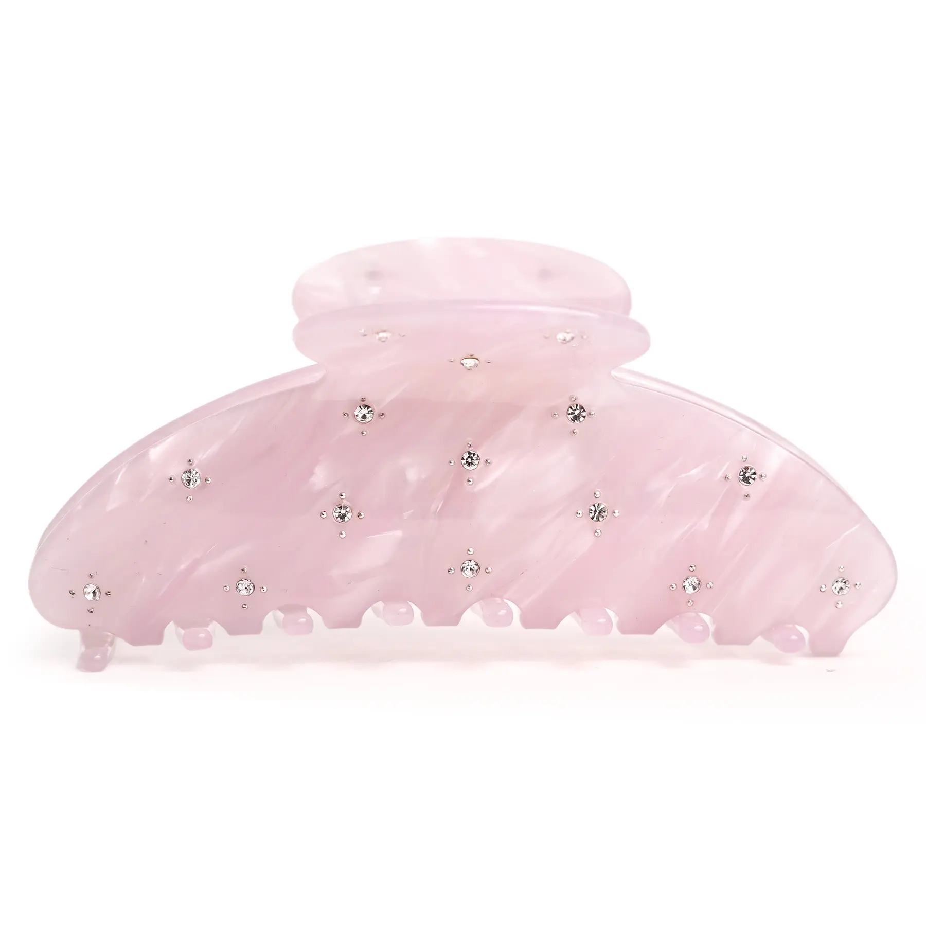 GLAMUP Sparkly Rhinestone Hair Claws, Pink Acetate French Jaw Clips with Crystals for Women Daily Styling