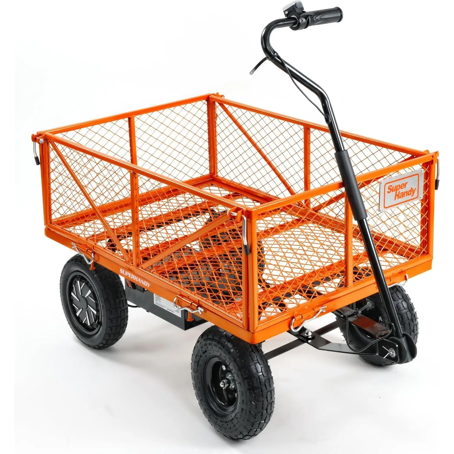 SuperHandy Electric-Assisted Garden Cart - 5.7 Cubic Feet Utility Cart, 400 lbs Load Capacity, All-Terrain 10inch Wheels, Rust-Resistant Steel Frame, Convertible Flatbed Design