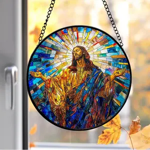 Jesus Portrait Acrylic Suncatcher, Christian Faith Window Hanging Decor