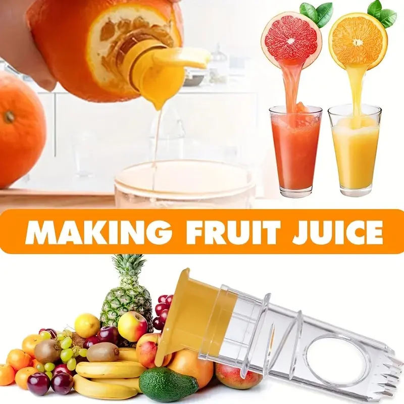 2PC Plastic Manual Citrus Juicer - Mini Lemon Orange Squeezer, Easy Fruit Juice Extractor, Freshness-Preserving Kitchen Utensil, Top-Designed Vegetable Tool for Making Fruit Juice
