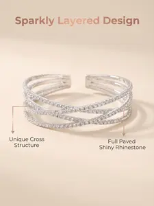Luxury Wraparound Full Diamond Open Bracelet, Elegant Sparkling Design, High-End Material, Perfect for Parties, Women's Luxury Jewelry Gift