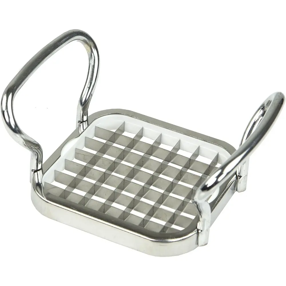 Stainless Steel French Fry Cutter Slicer with Sturdy Easy-Grip Handles, Compact Tofu Cutter for Multiple Squares, Silver Kitchen Utensil, Batch Cutting