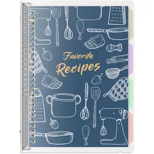 Blank Recipe Book to Write in Your Own Recipes, 8.5" x 11" Removable Hardcover Family Recipe Binder with Dividers, Holds 140 Custom Personal Recipes (Dark blue)