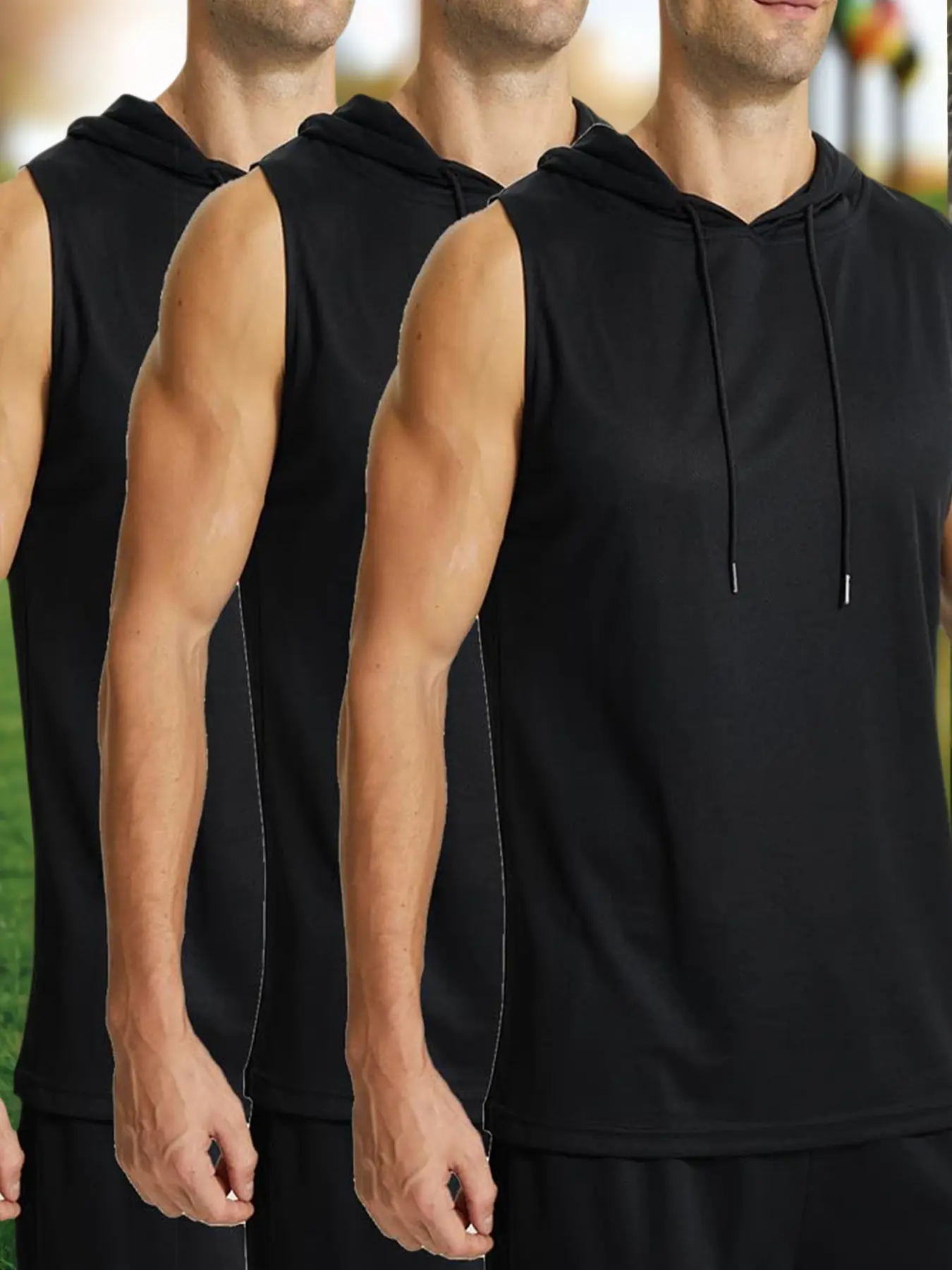 Men's Solid Color Drawstring Hooded Lounge Tank Top, Casual Sleeveless Pajama Hoodie for Daily Wear, Men's Sleepwear & Loungewear for All Seasons
