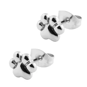Paw Print Stainless Steel Stud Earrings
