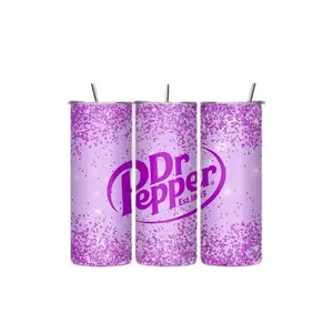 Insulated 20oz Dr. Pepper Water Bottle Tumbler - Portable, Washable, Reusable, Cute Sparkly Finish, Ideal for Gift Giving