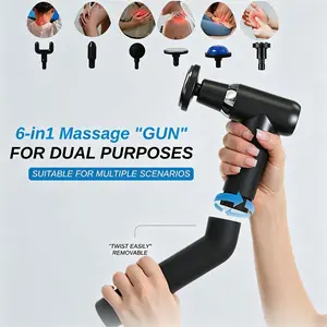 Portable 2-In-1 Extendable Massage Gun, Multifunctional Deep Tissue Massager With 6 Massage Heads & 5 Speed Levels, Cold Therapy For Muscle Pain Relief & Workout Recovery,
