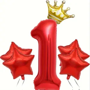 Large Aluminum Foil Balloons Set, Balloon Party Supplies, Numbers 0-9 and Crown Balloons, Perfect for Theme Birthday Party Decorations