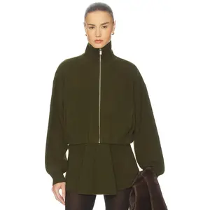 Helsa Josefine Knit Oversized Bomber in Olive